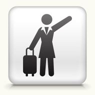 Square Button with Traveling Businesswoman