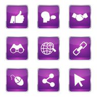 Social Internet Square Vector Violet Icon Design Set
