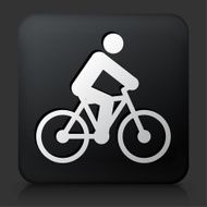 Black Square Button with Person on the Bike