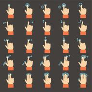 Touch gestures icons set