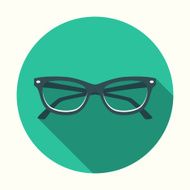Flat Design Cats Eye Glasses Icon With Long Shadow