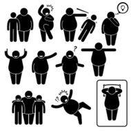 Fat Man Action Poses Postures Pictogram