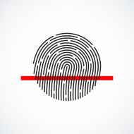 Fingerprint identification system black symbol with red strip