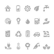 Set of eco energy icons with nuclear and solar power