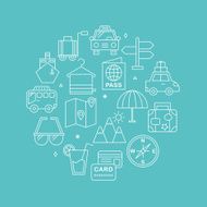 Travel line icon circle set