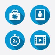 Photo camera icon Flash light and video frame