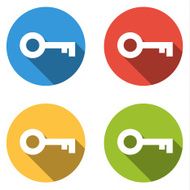 Collection of 4 isolated flat buttons (icons) for key