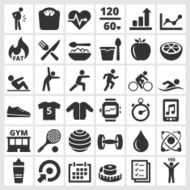Fitness &amp; wellness gym and diet vector interface icon set N2