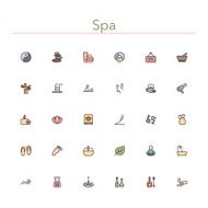 Spa Colored Line Icons