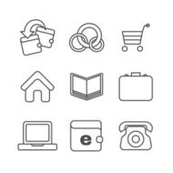 E-commerce thin line icons set Vector illustration