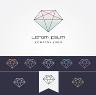 trendy modern crystal gem design element with multiple versions
