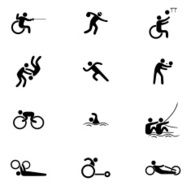 Physical Disability Sports Icon Set