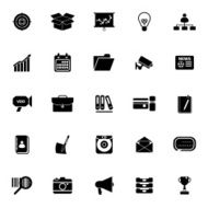 Data and information icons on white background