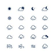 Simple line weather icon set Vector illustration Meteorology symbol