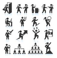 Corporate Businesswoman black &amp; white royalty-free vector interface icon set