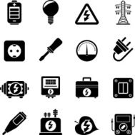 Silhouette electricity power and energy icons N2