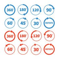 Different rotation angles vector icon set