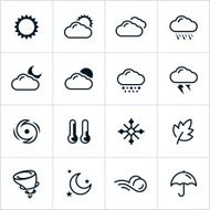 Black Weather Icons - Line Style