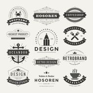 Retro Vintage Insignias or Logotypes set vector design elements N4