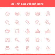 Set of Thin Line Stroke Dessert and Sweet Icon N2