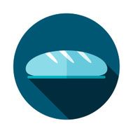 Bread flat icon with long shadow