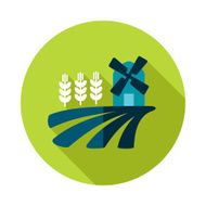 Field with a mill and wheat flat icon