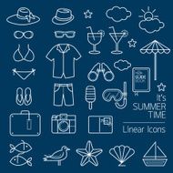 Summer Objects Linear Icons Set