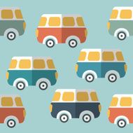Bus van repeat wallpaper pattern Flat design N2