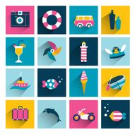 Summer flat colorful icon collection