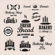 Retro Bakery logotypes set Vector design elements Vintage badges and labels