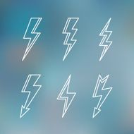 Lightning icon minimal linear contour outline style blurred background vector