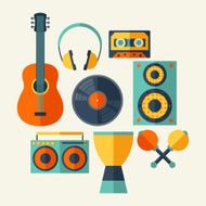 Set of musical instruments in flat design style