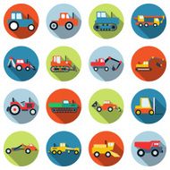 Special purpose cars and machinery vector icons