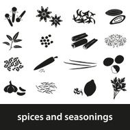 spices and seasonings black icons set eps10