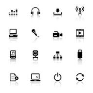 Media Black &amp; White Icons Set