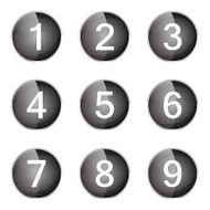 Numbers Counting Black Vector Button Icon Design Set