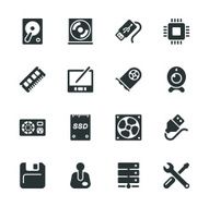 Computer Hardware Silhouette Icons
