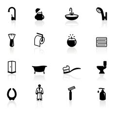 Set of black and white bathroom icons