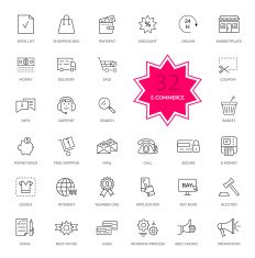 Set of E-commerce Thin lines icons