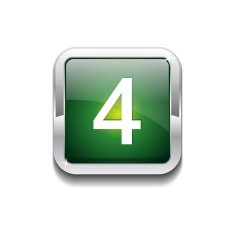 4 Number Rounded Rectangular Vector Green Web Icon Button
