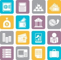 Silhouette Bank and Finance Icons