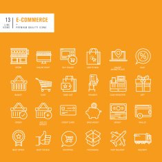Set of thin lines web icons for e-commerce