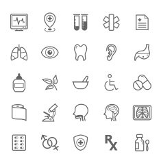 Set of Outline stroke Medical icon set 2