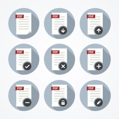 Pdf documents icons set