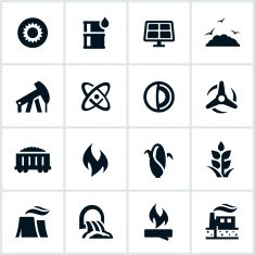 Black Fuel and Power Generation Icons