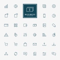 32 web and business minimal line icons