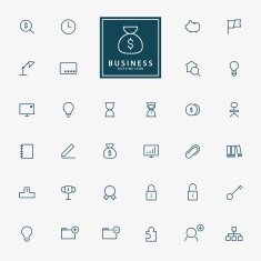 32 web and business line icons