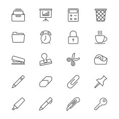 Office supplies thin icons N2