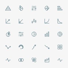 25 graph and diagram minimal line icons N2
