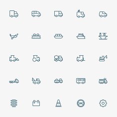 5x5 transportation line icons